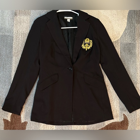 Boston Proper Andrea Behar Jeweled Crest Single Button Blazer - Picture 3 of 8